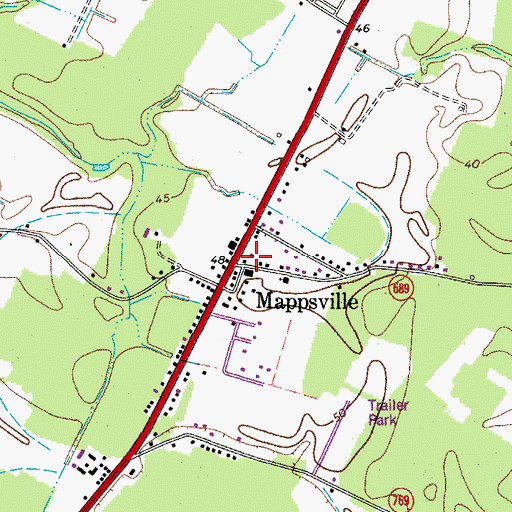 Topographic Map of Mappsville, VA