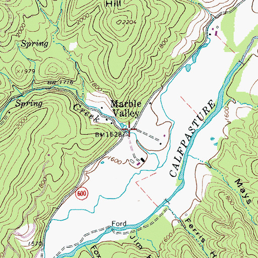 Topographic Map of Marble Valley, VA