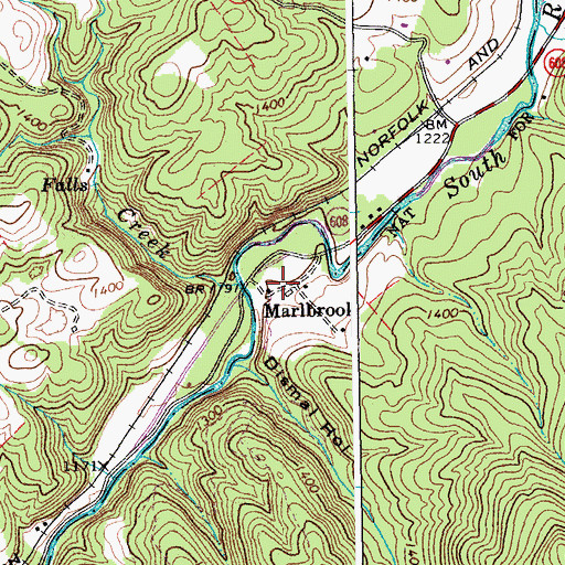 Topographic Map of Marlbrook, VA