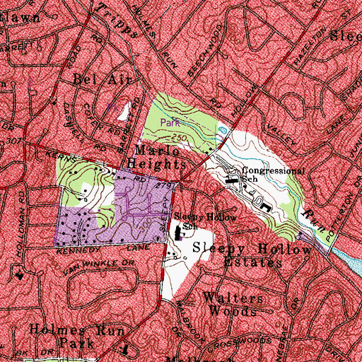 Topographic Map of Marlo Heights, VA