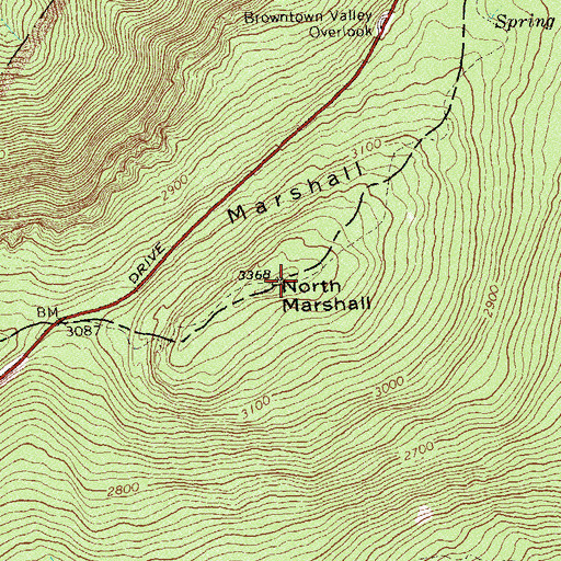 Topographic Map of Mount Marshall, VA