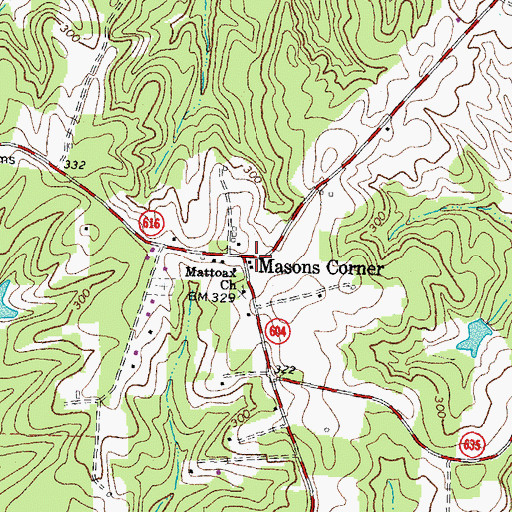 Topographic Map of Masons Corner, VA
