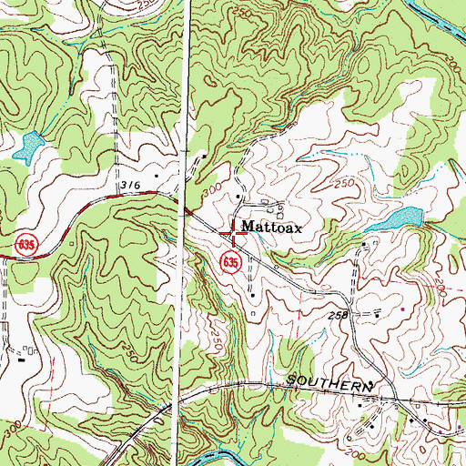 Topographic Map of Mattoax, VA