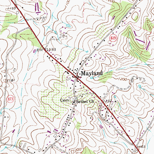 Topographic Map of Mayland, VA