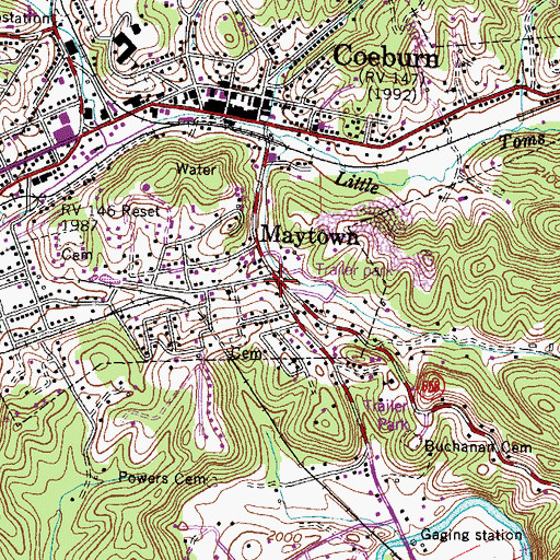 Topographic Map of Maytown, VA