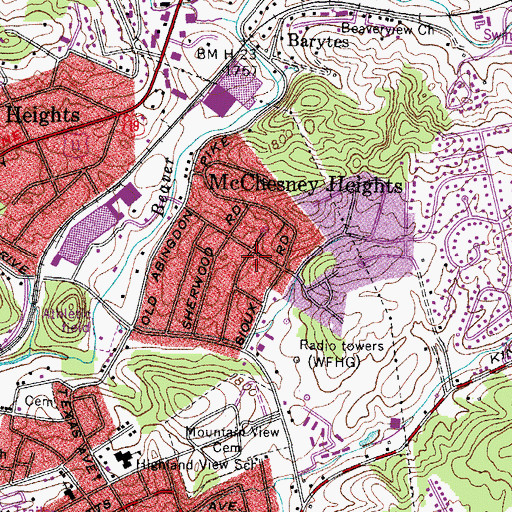 Topographic Map of McChesney Heights, VA