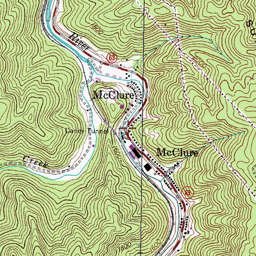 Topographic Map of McClure, VA