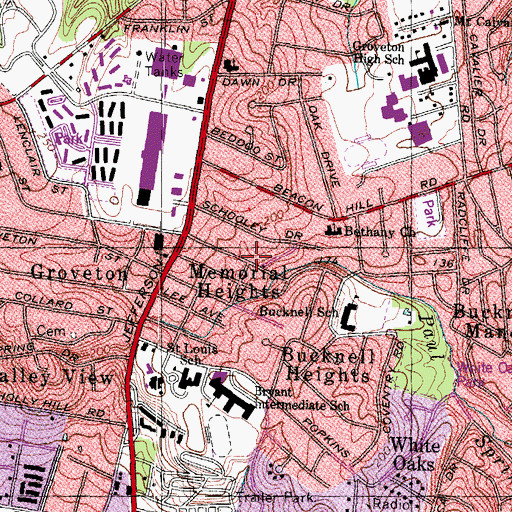 Topographic Map of Memorial Heights, VA