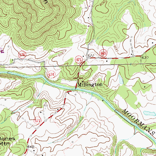 Topographic Map of Millington, VA