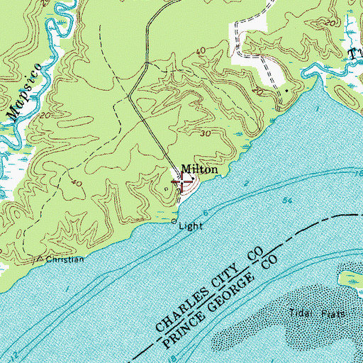 Topographic Map of Milton, VA