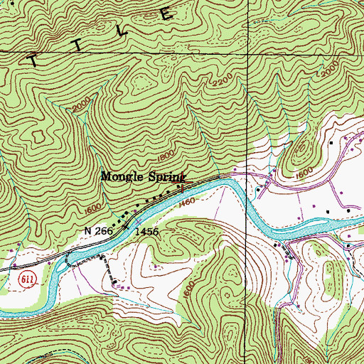 Topographic Map of Mongle Spring, VA
