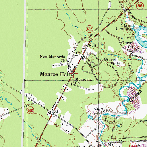 Topographic Map of Monroe Hall, VA
