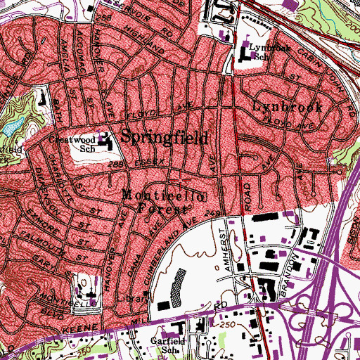 Topographic Map of Monticello Forest, VA