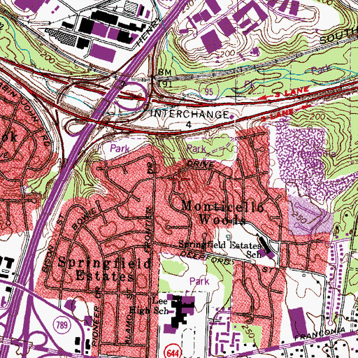 Topographic Map of Monticello Woods, VA