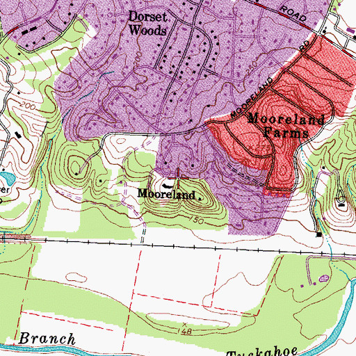 Topographic Map of Mooreland, VA