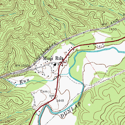 Topographic Map of Moss Run, VA