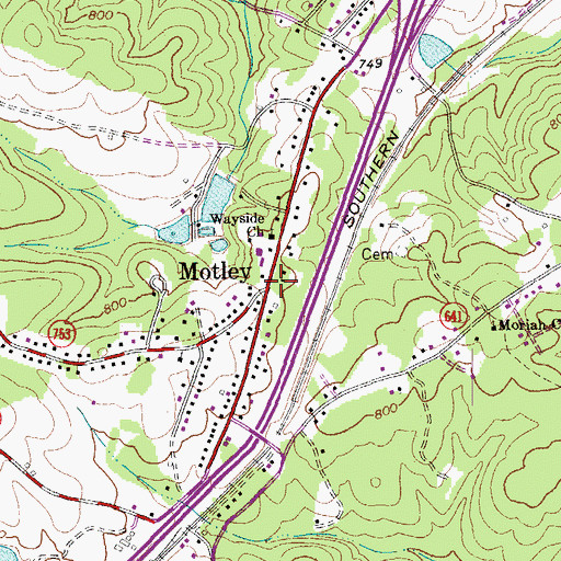 Topographic Map of Motley, VA