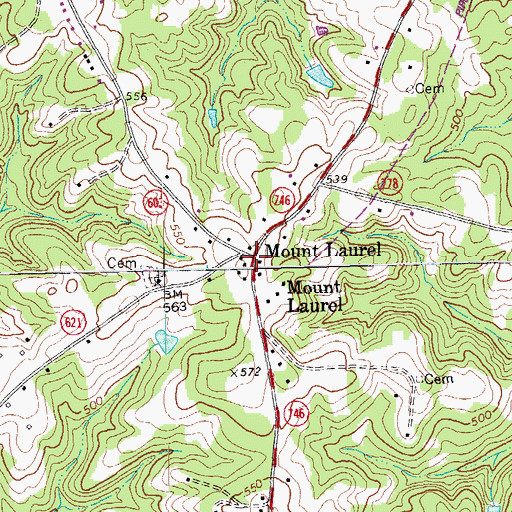 Topographic Map of Mount Laurel, VA