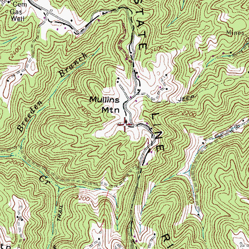 Topographic Map of Mullins Mountain, VA
