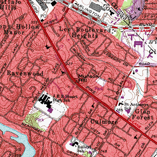 Topographic Map of Munson Hill, VA