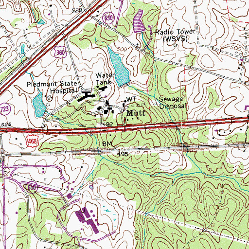 Topographic Map of Mutt, VA