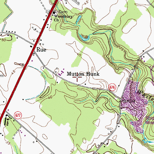 Topographic Map of Mutton Hunk, VA