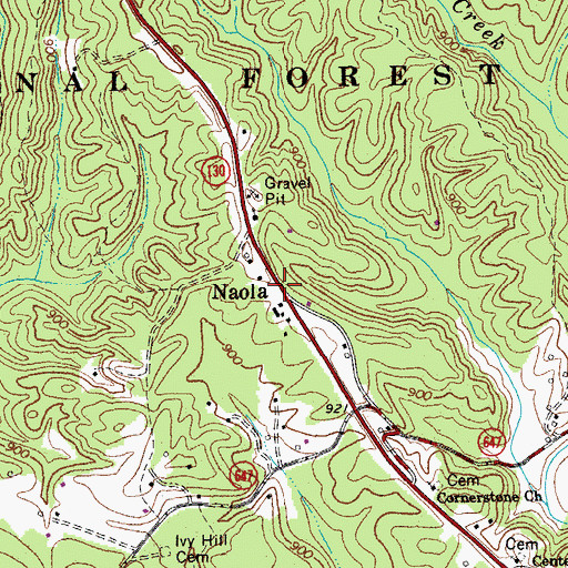 Topographic Map of Naola, VA