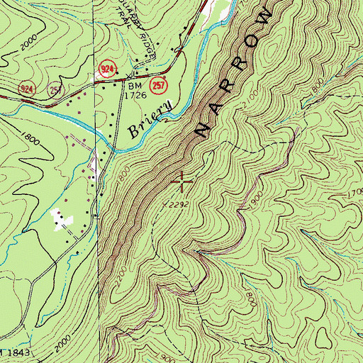 Topographic Map of Narrow Back Mountain, VA