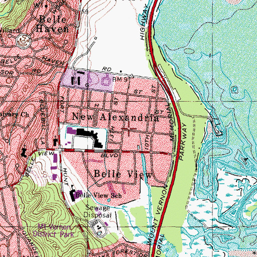 Topographic Map of New Alexandria, VA