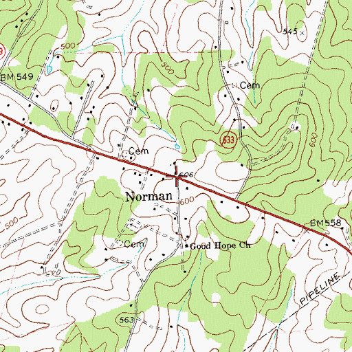 Topographic Map of Norman, VA