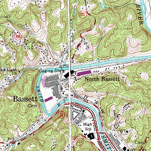 Topographic Map of North Bassett, VA