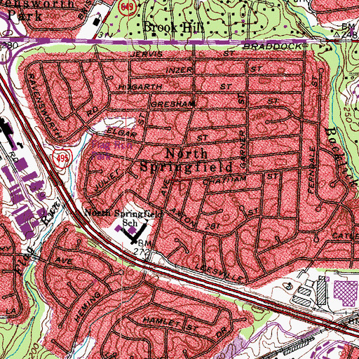 Topographic Map of North Springfield, VA