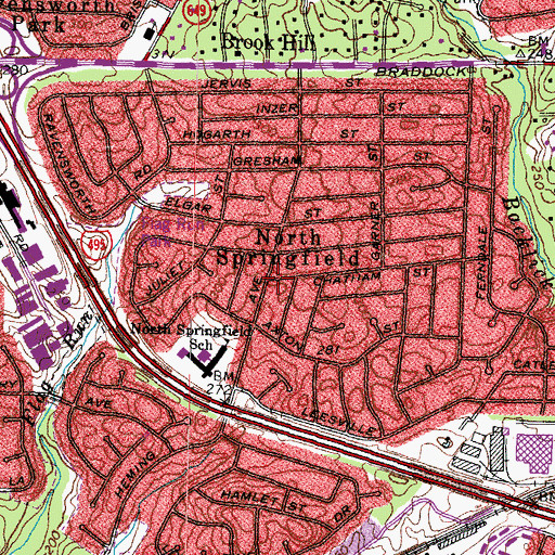 Topographic Map of North Springfield, VA