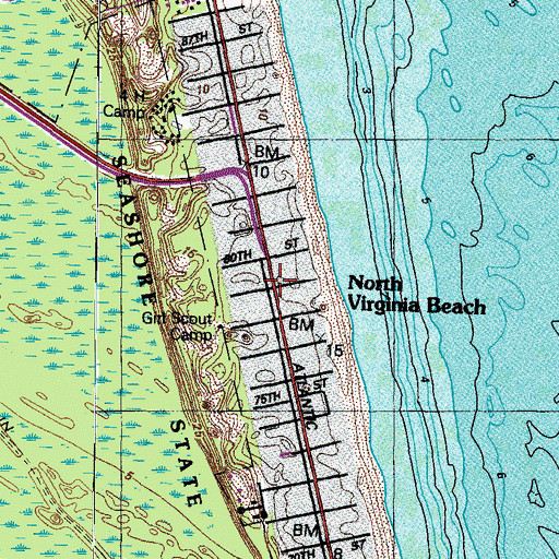 Topographic Map of North Virginia Beach, VA
