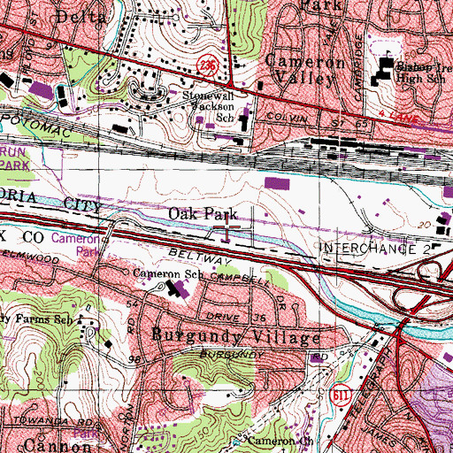 Topographic Map of Oak Park, VA