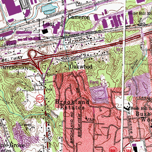 Topographic Map of Oakwood, VA