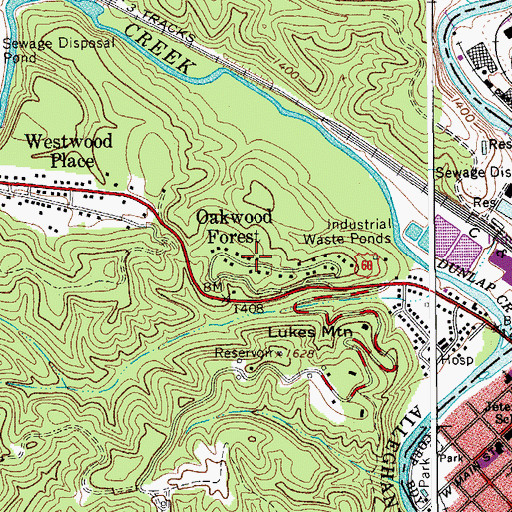 Topographic Map of Oakwood Forest, VA