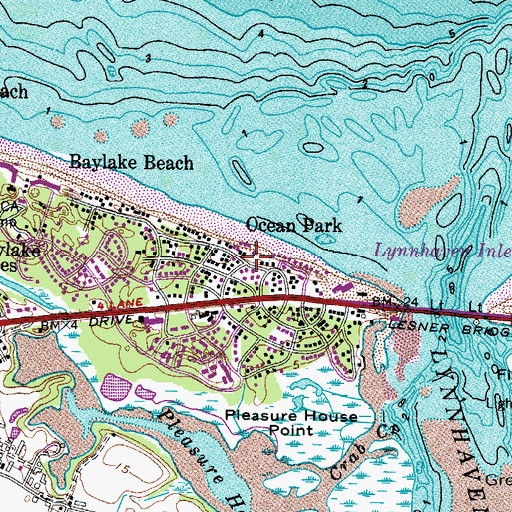 Topographic Map of Ocean Park, VA