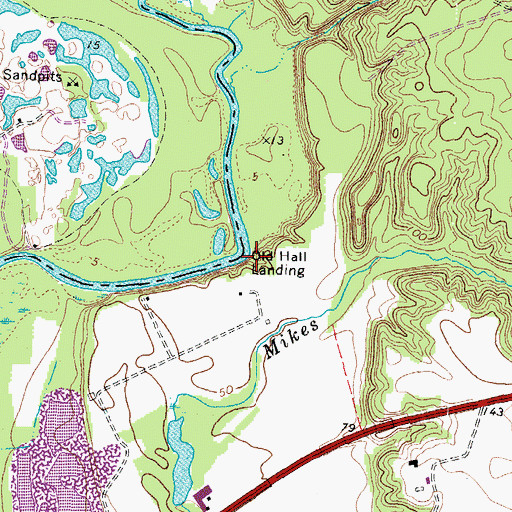 Topographic Map of Old Hall Landing, VA
