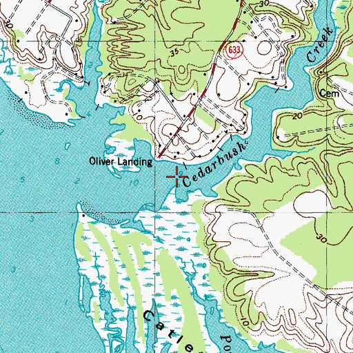 Topographic Map of Oliver Landing, VA