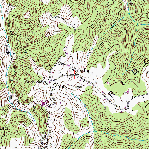 Topographic Map of Omaha, VA