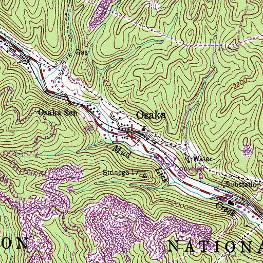 Topographic Map of Osaka, VA