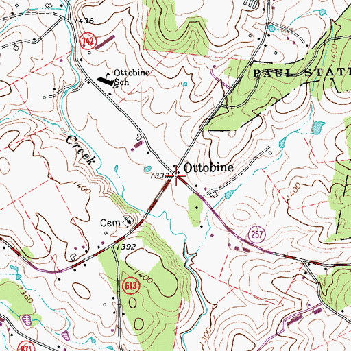 Topographic Map of Ottobine, VA