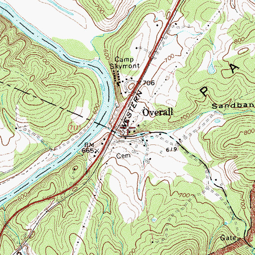 Topographic Map of Overall, VA