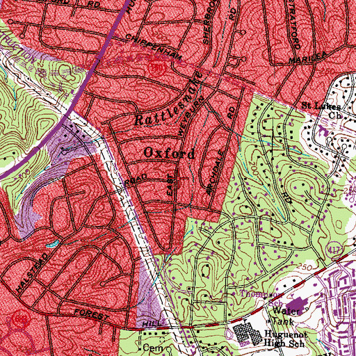 Topographic Map of Oxford, VA