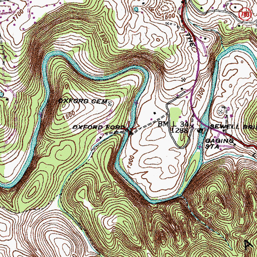Topographic Map of Oxford Ford, VA