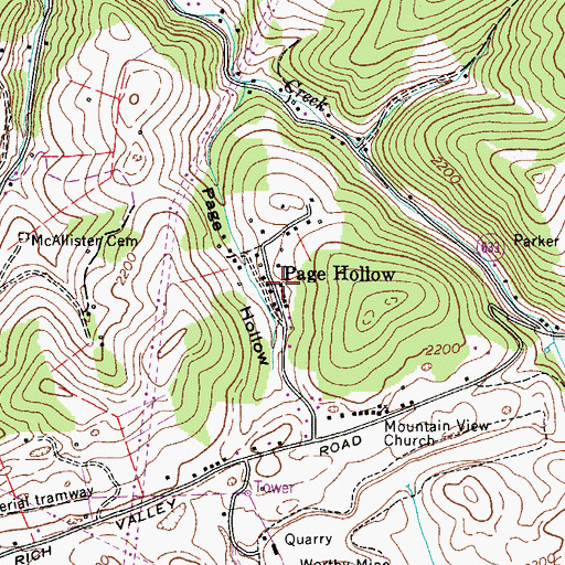 Topographic Map of Page Hollow, VA