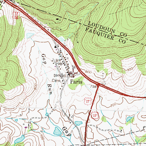 Topographic Map of Paris, VA