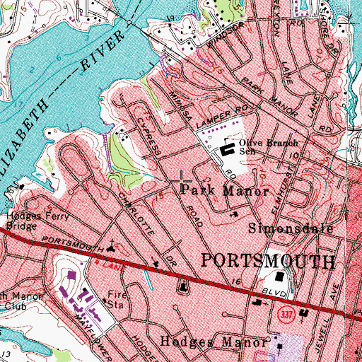 Topographic Map of Park Manor, VA