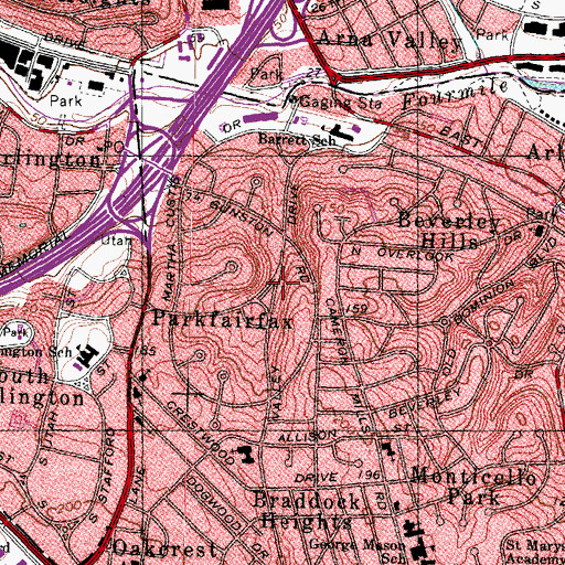 Topographic Map of Parkfairfax, VA